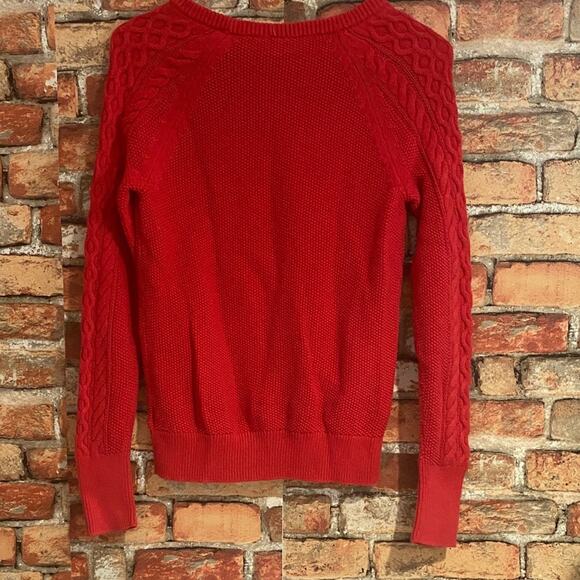 GAP Vibrant Red Cable Knit Sweater Small - Picture 3 of 3